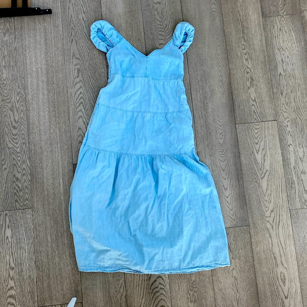 Denim maxi dress with tie detail